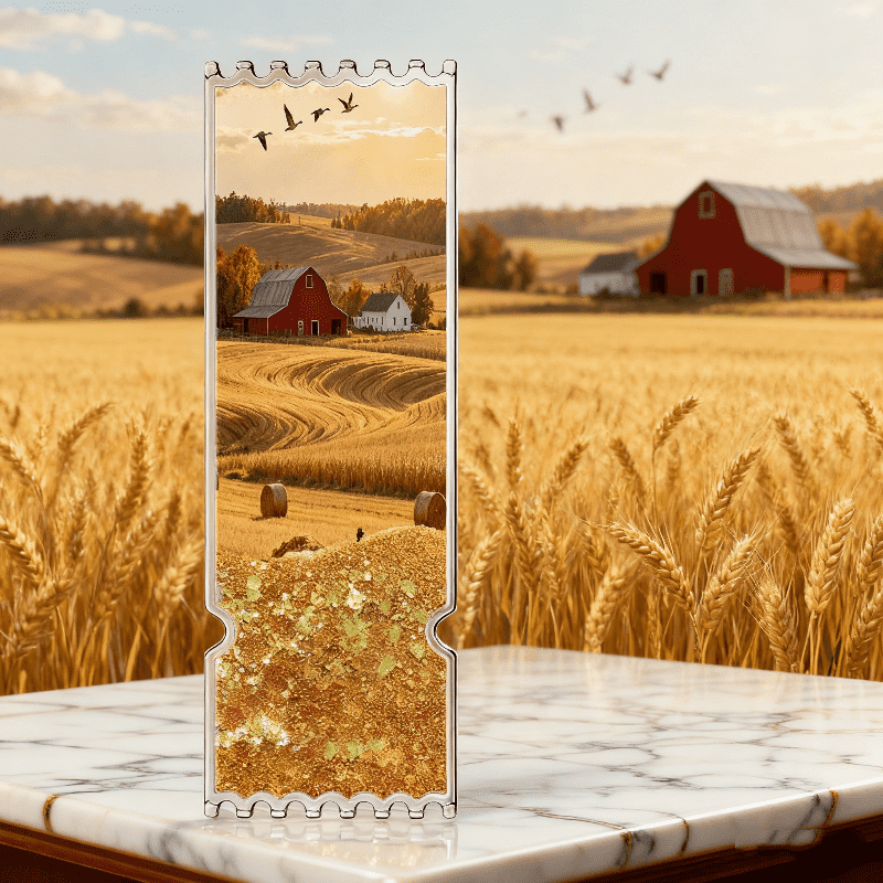 Harvest Celebration Limited Edition, customizable with golden quicksand ticket stub - can print wheat ears/pumpkins/farm animals, sparkling quicksand like grains surging - a collectible harvest themed