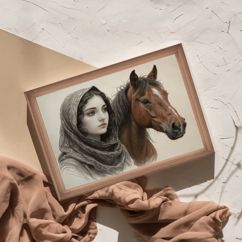 Steed & Beauty -Add-Loved-one to photo, Customize LED Illuminated Paintings Light