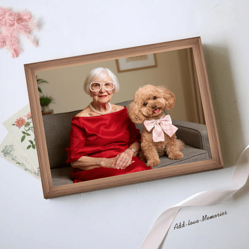 Teddy Dog -Add-Loved-one to photo, Customize LED Illuminated Paintings Light